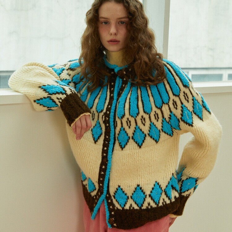 GREENBUTTER Terry Ethnic Aplaca Wool Cardigan
