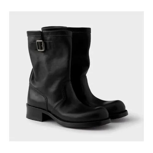 PRADA レザー ミッドカーフ ブーツ