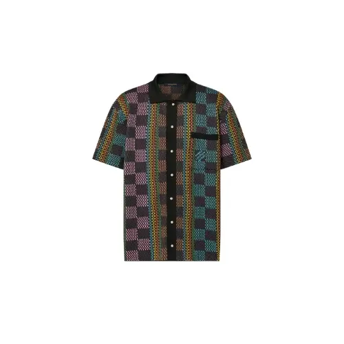 LOUIS VUITTON ダミエショートスリーブコットンニットシャツ