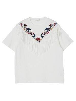 EVRIS Flower embroideryスタッズTシャツ