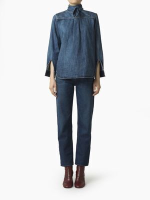 Chloé タイ付きデニムブラウス