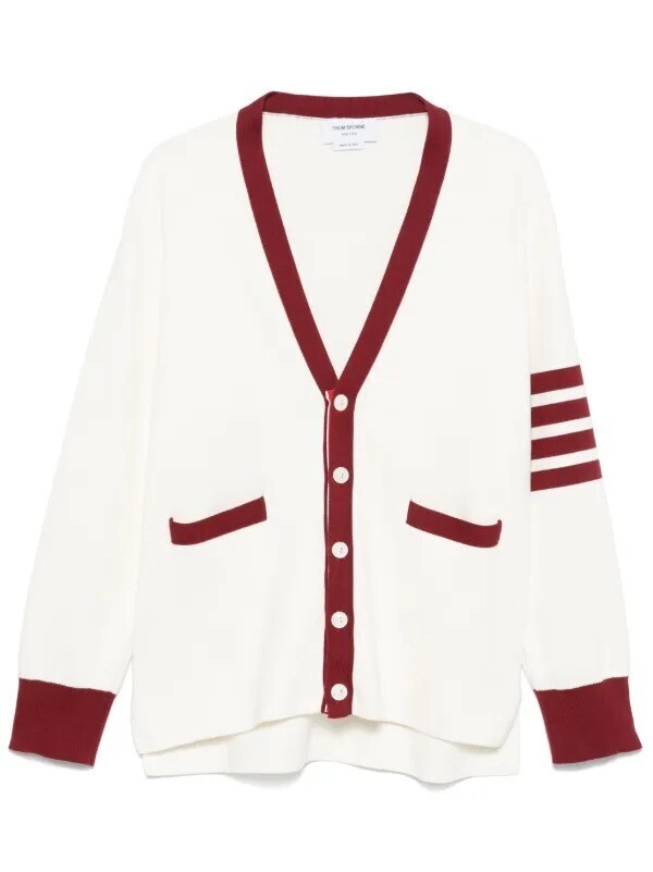 THOM BROWNE. NEW YORK 4-Bar stripe cotton cardigan