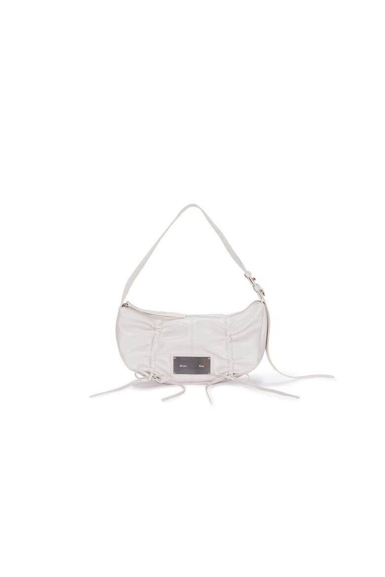 MATIN KIM HALF SHIRRING RIBBON ROUND BAG IN IVORY
