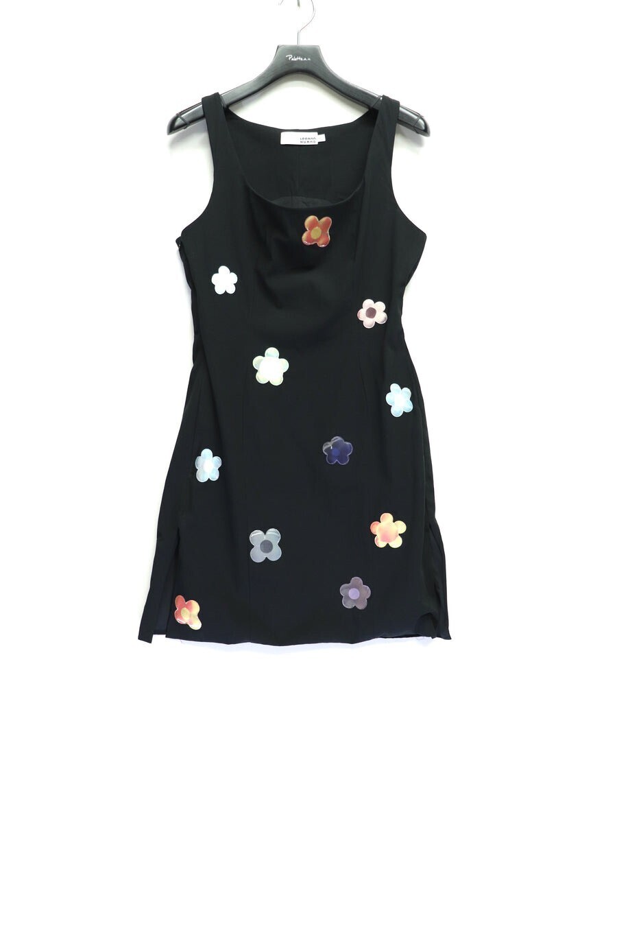 LEEANN HUANG LENTICULAR FLOWER PATCH SQUARE NECK MINI DRESS