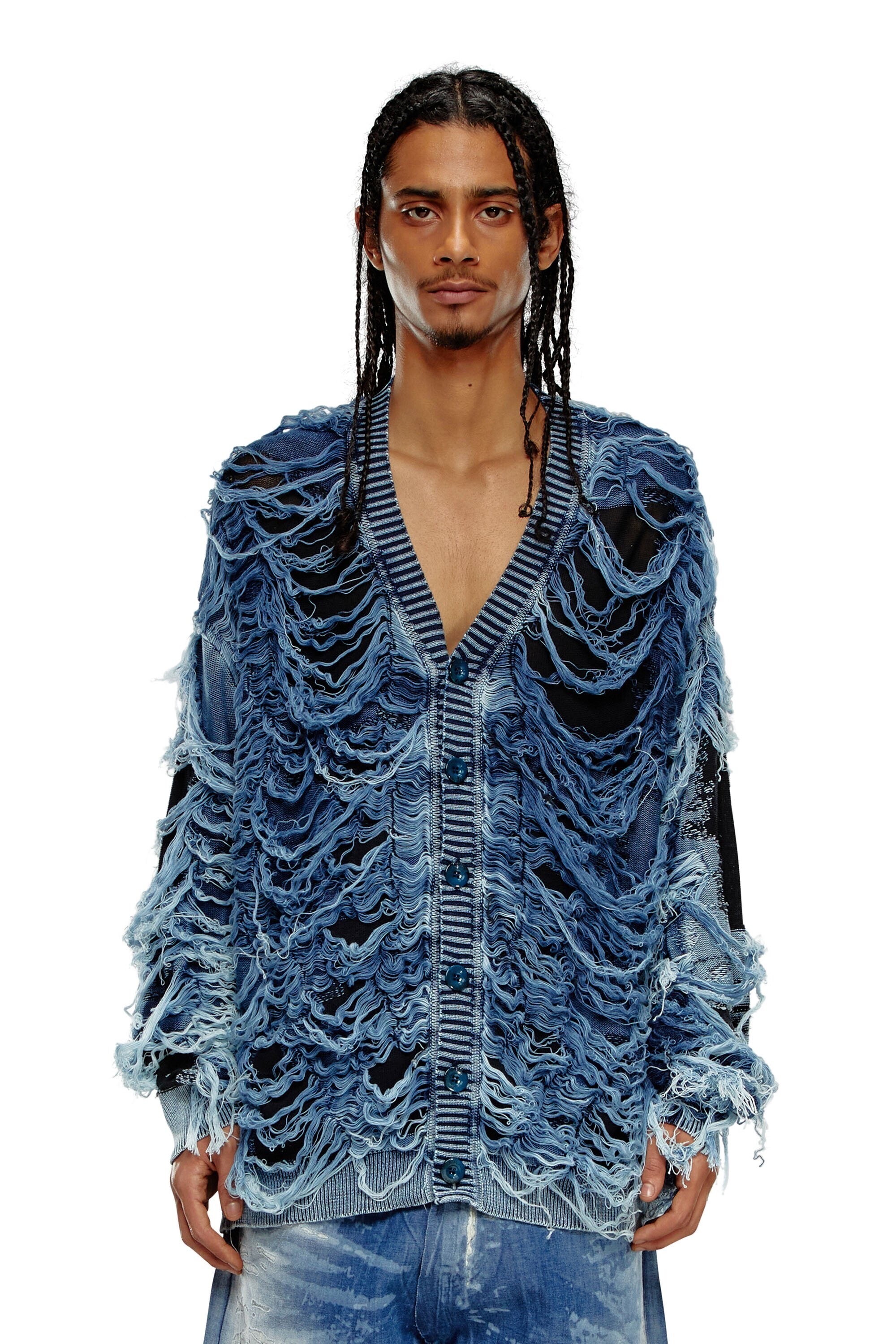 DIESEL Destroyed indigo V-neck cardigan