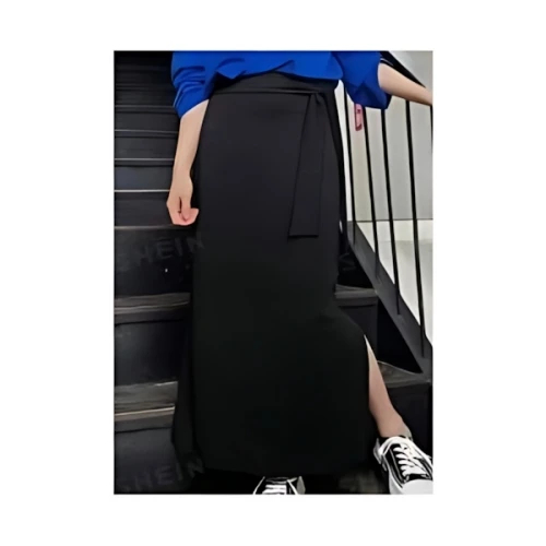 SHEIN FRIFUL SHEIN X AYA NAKAMACHI レディース ハイウエスト ワイドベルト カジュアルで優雅なAラインスカート