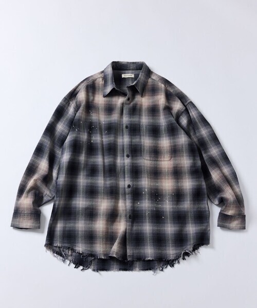 FREAK'S STORE Relax Fit リラックスフィット ブリーチ加工 オンブレチェック ネルシャツ/ビッグシルエット