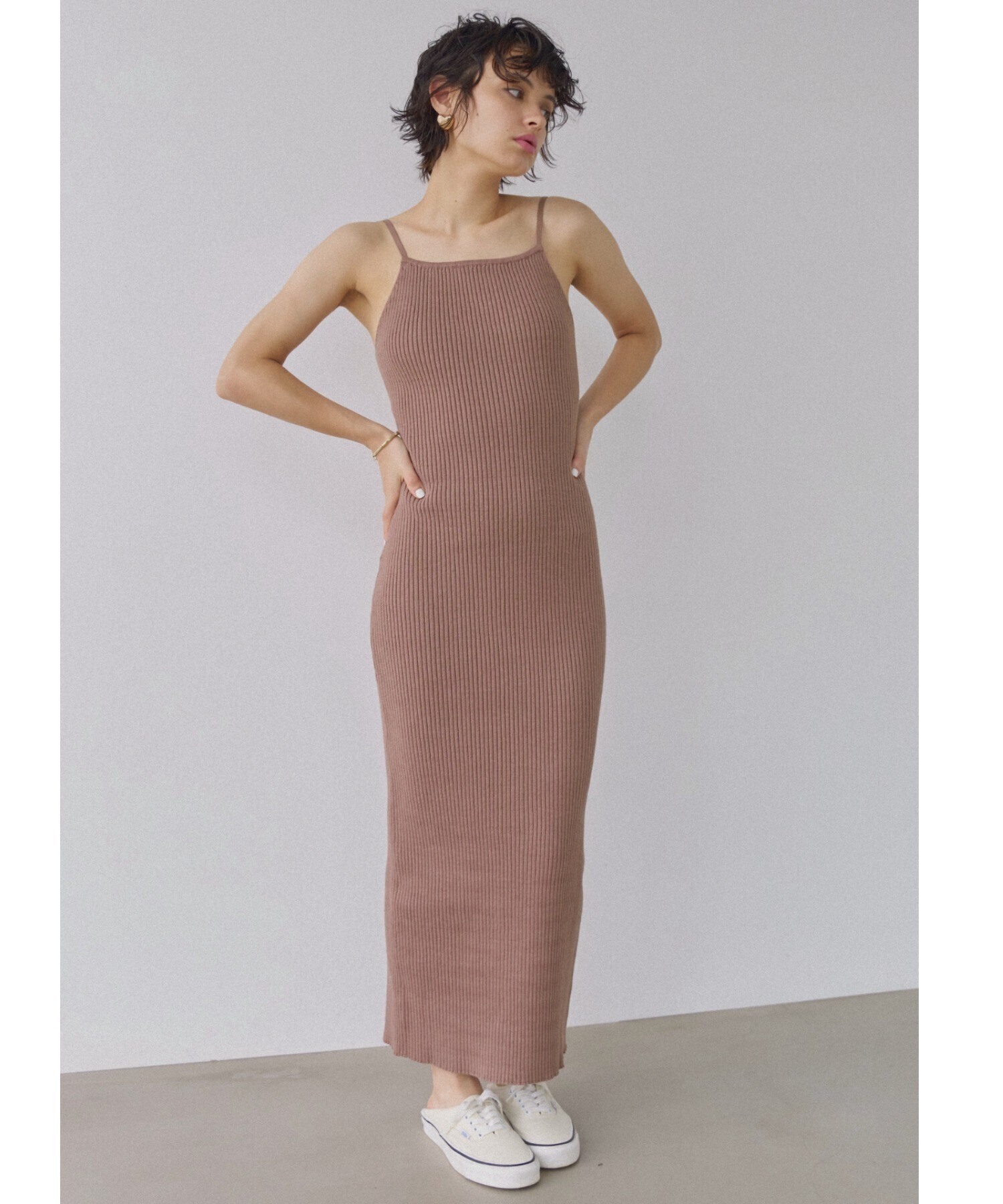 ALEXIA STAM Rib Knit Long Dress