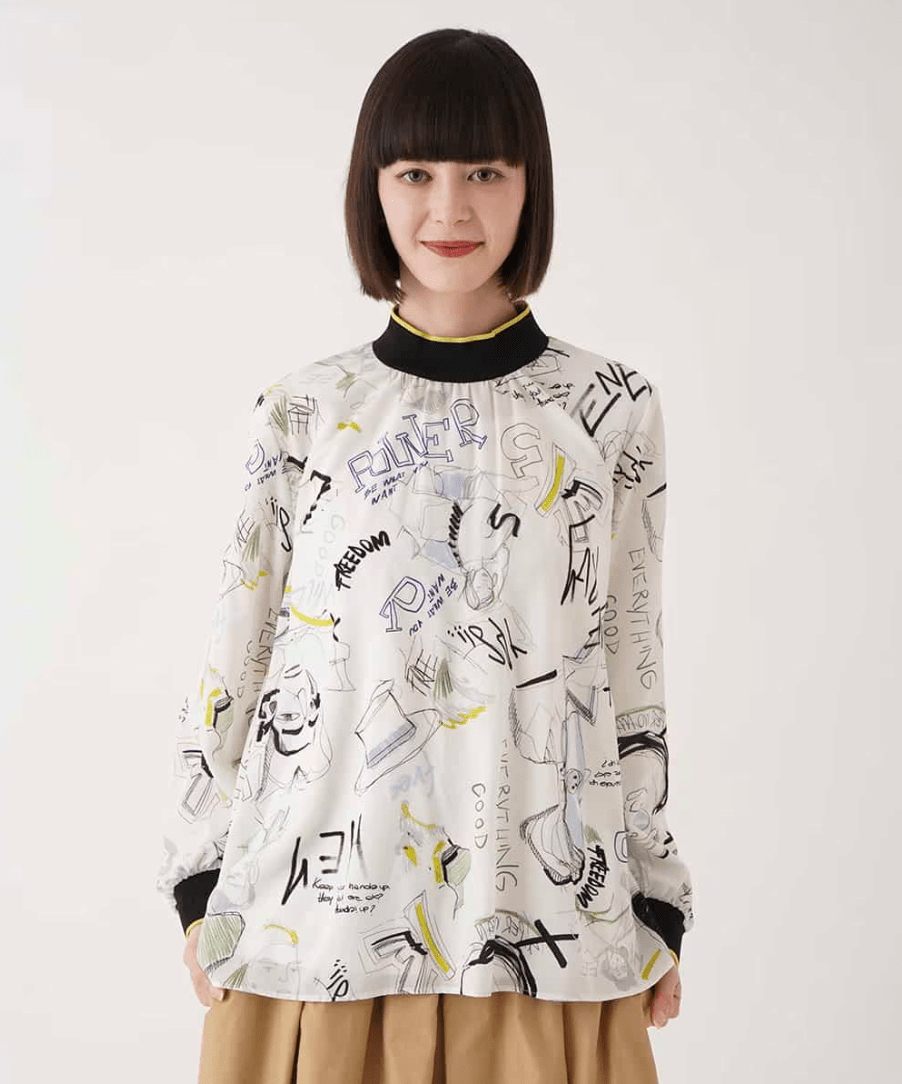 HIROKO BIS ポップアートリブジョイントブラウス