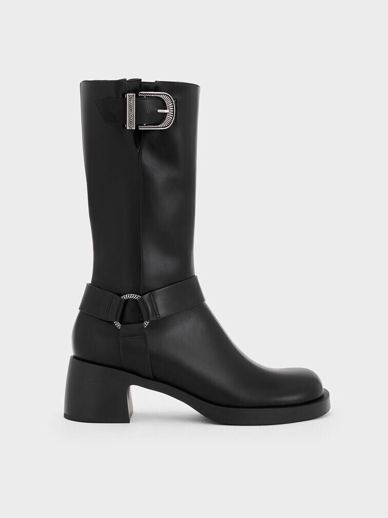 CHARLES & KEITH Kirke カーク バックルミッドカーフバイカーブーツ