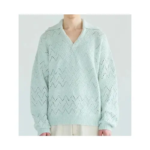 Camphor Wood skipper stitching l/s knit shirt