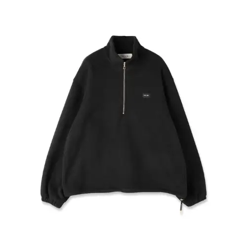 CULLNI Half Zip High Neck Embroidery Patch Fleece Drawstring Pullover
