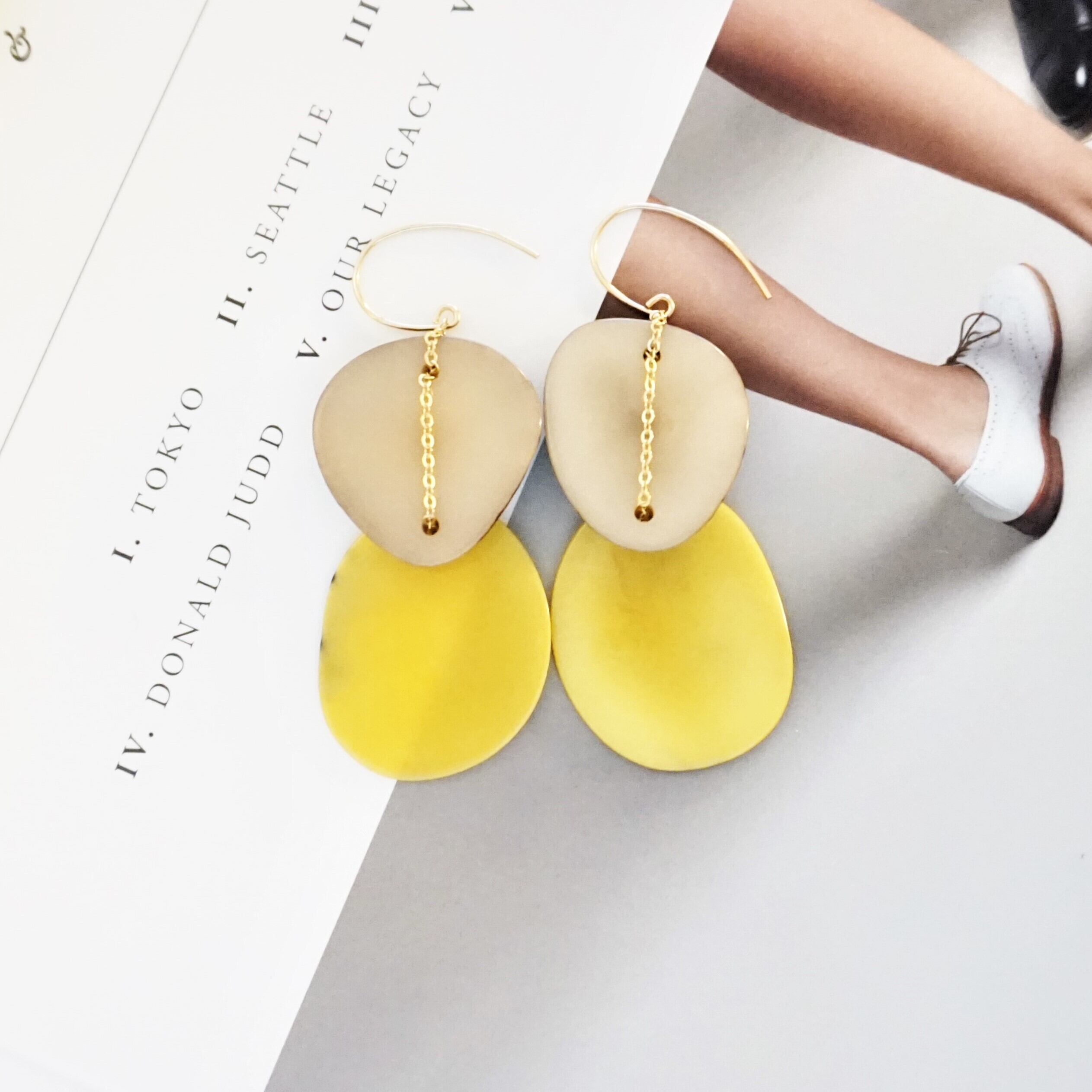 marina JEWELRY 14kgf Yellow Tagua Nuts earringsタグア