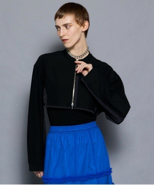 MAISON SPECIAL Different Material Docking Sweat Cardigan