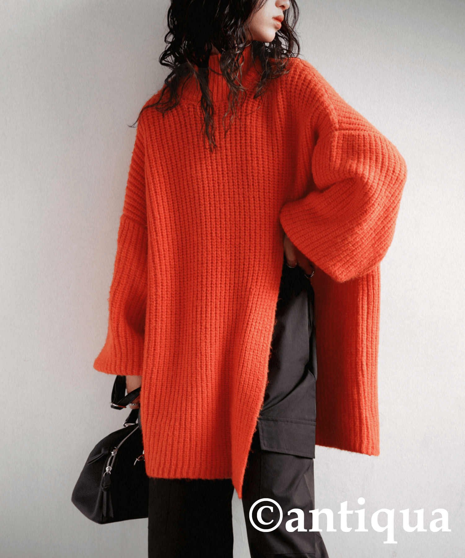 antiqua スリットニットチュニック ニット レディース トップス・yp-00048
