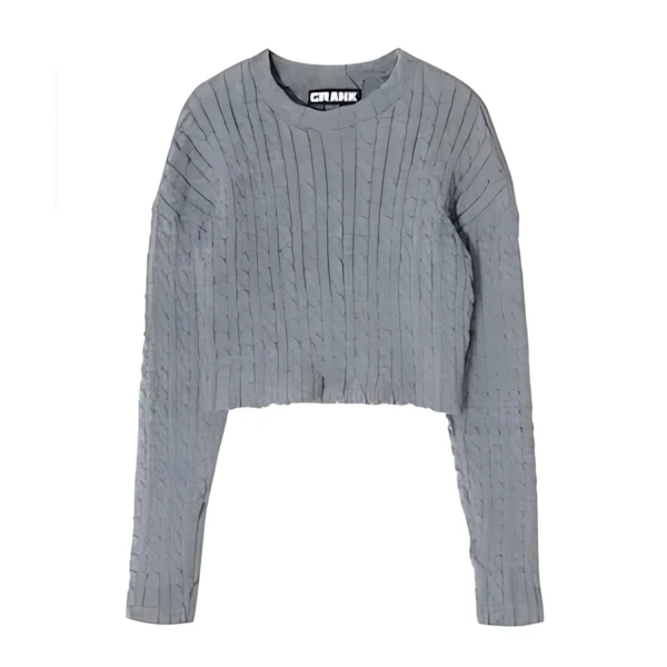CRANK RIBBON CABLE CROPPED KNITWEAR_MELANGE