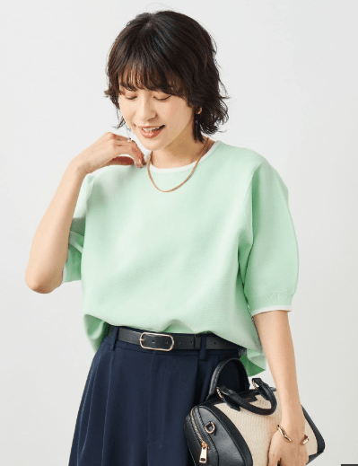 NOLLEY'S ホールガーメントパフスリーブニットT