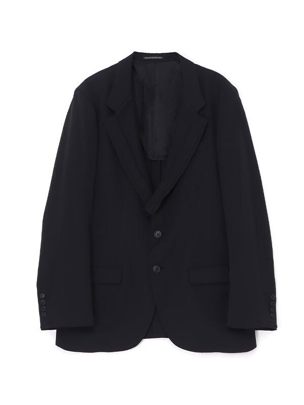 Y's for men WOOL GABARDINE 3-BUTTONS JACKET WITH DECORATIVE CLOTH