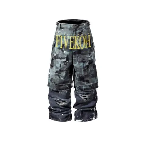 FIVEKOH CAMO DENIM CARGO PANTS