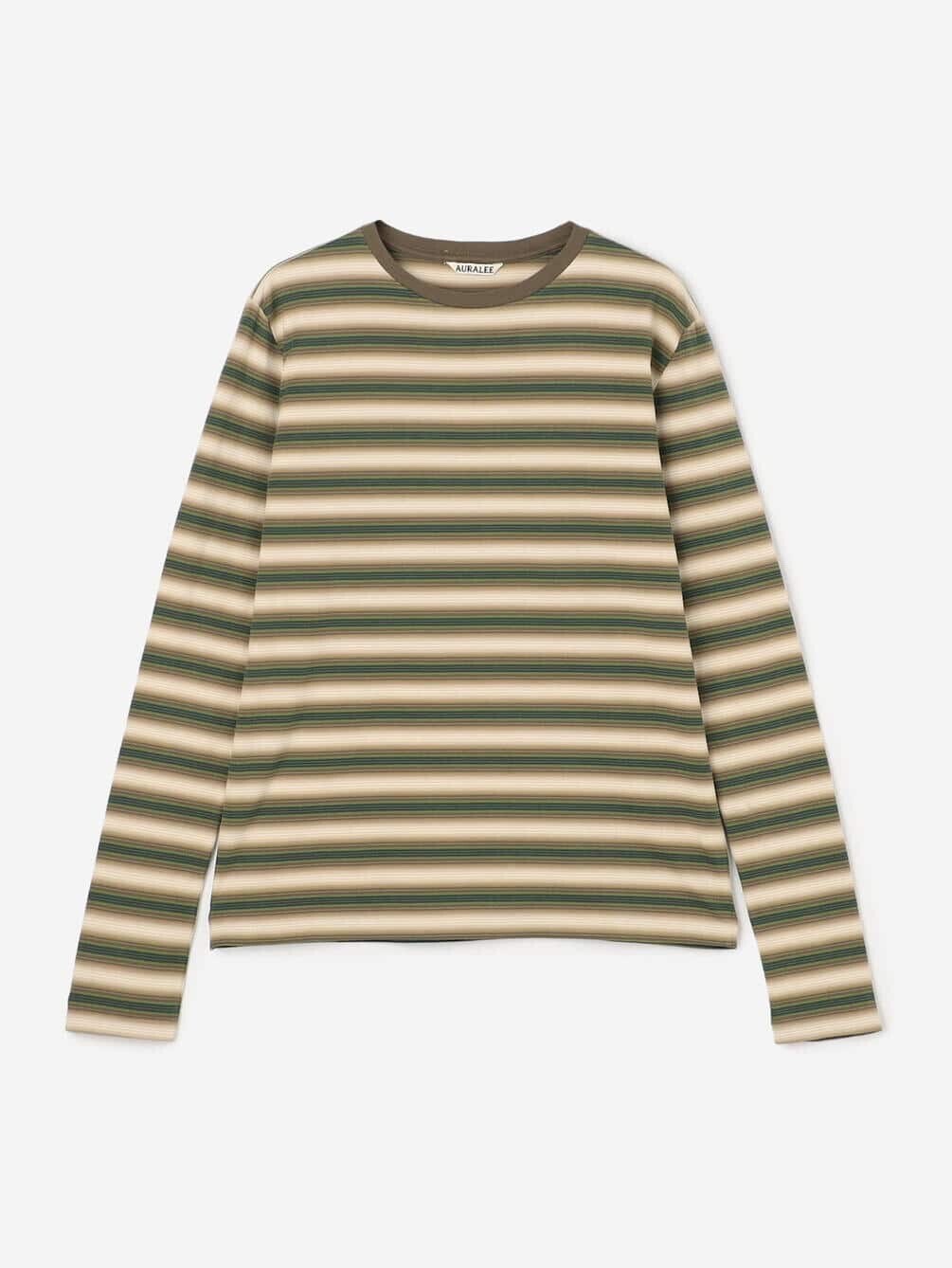 AURALEE GRADIENT STRIPE JERSEY L/S TEE WOMEN