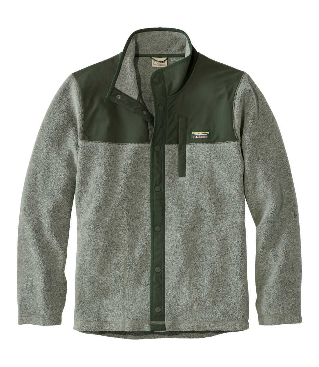 L.L.Bean メンズ タンブルド・シェルパ・フリース、スナップフロント