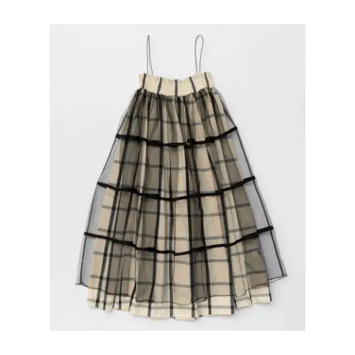 MAISON SPECIAL 2way Tulle Layered Plaid Pattern Volume Silhouette Skirt