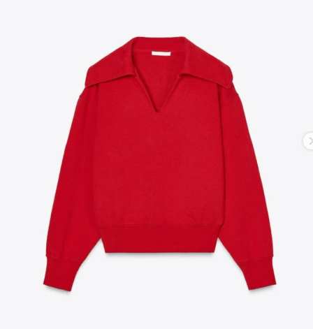 ZARA MAXI COLLAR CROPPED SWEATSHIRT