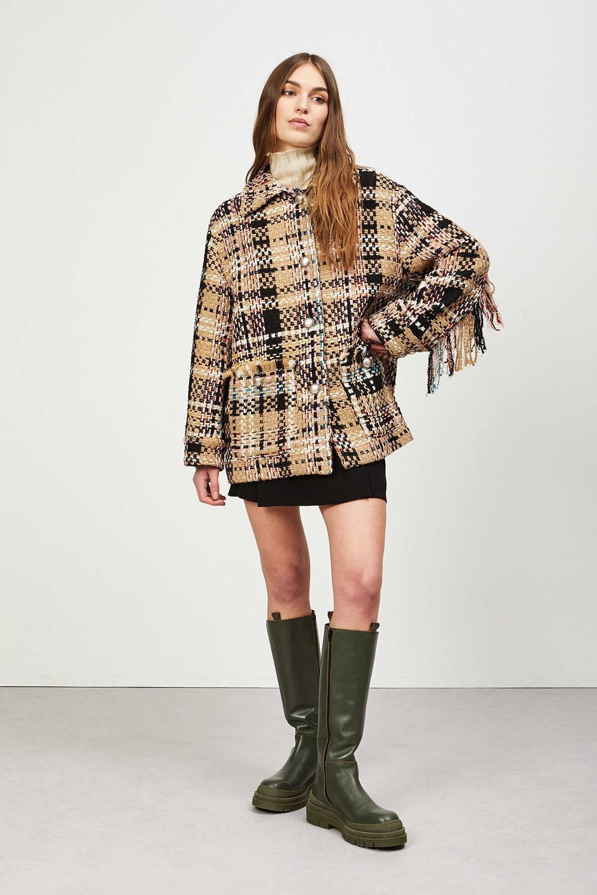 ottod'Ame Tartan jacket with fringes