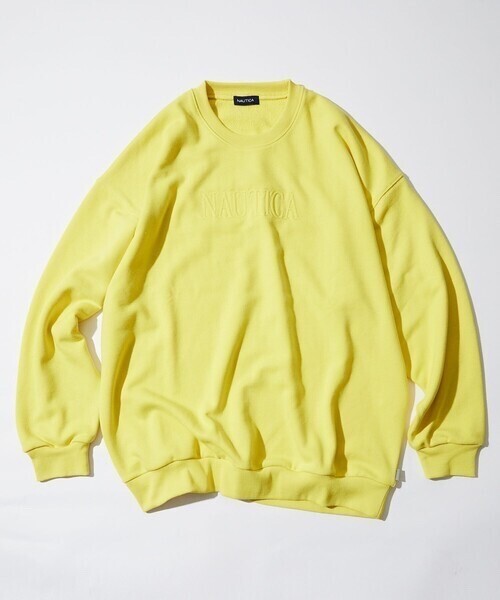 NAUTICA Fluorescence Fabric Stitch Small Logo Crewneck Sw