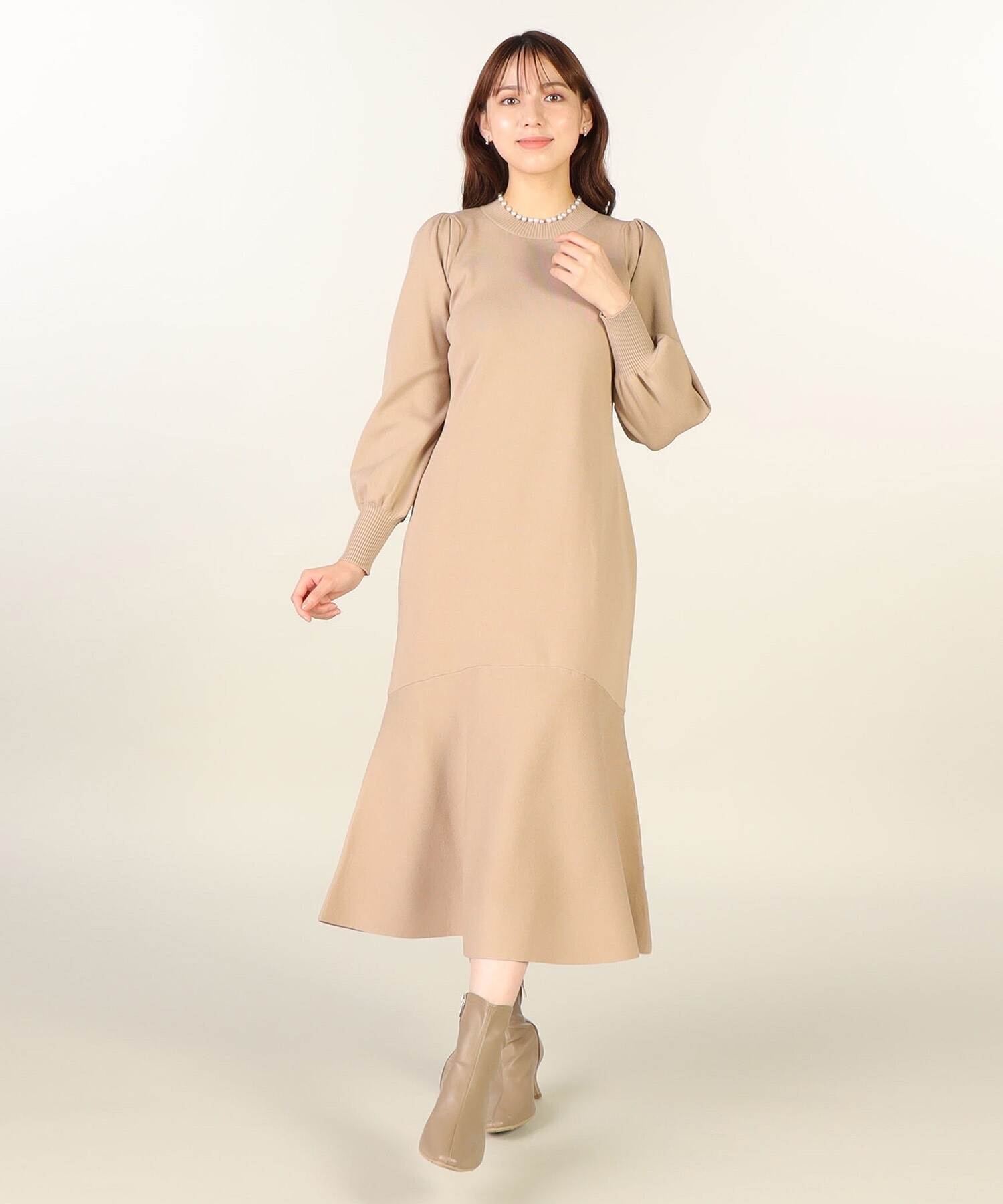 LAISSE PASSE パールネックニットワンピース