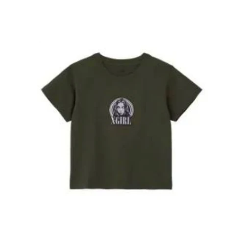 X-girl GLITTER CIRCLE BACKGROUND FACE LOGO S/S BABY TEE