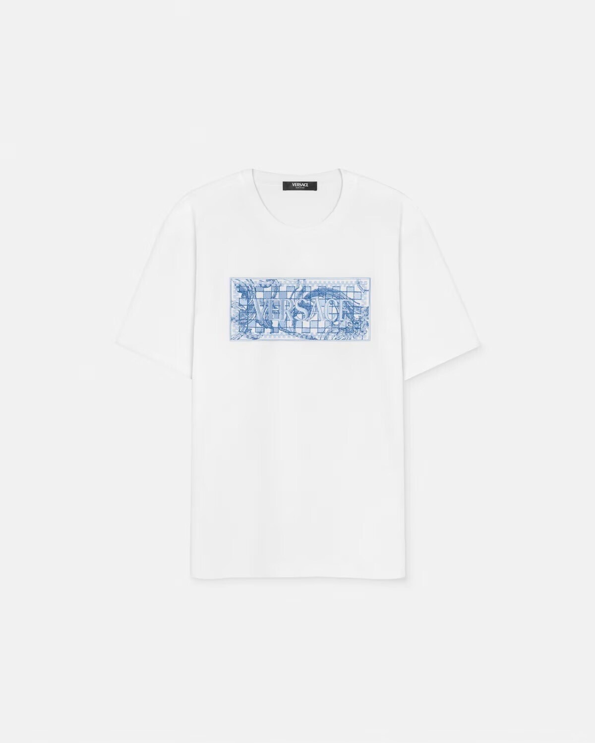 Versace コントラスト ロゴ 刺繍 Tシャツ