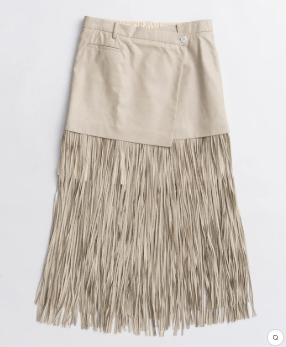 MAISON SPECIAL Vegan Leather Fringe Wrap Skirt