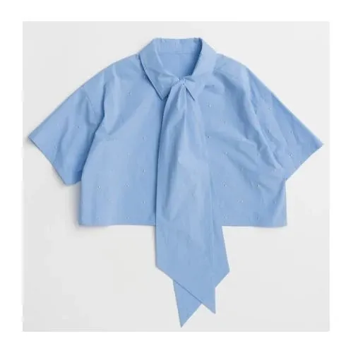 MAISON SPECIAL Studded Half-Sleeve Bow Tie Shirt