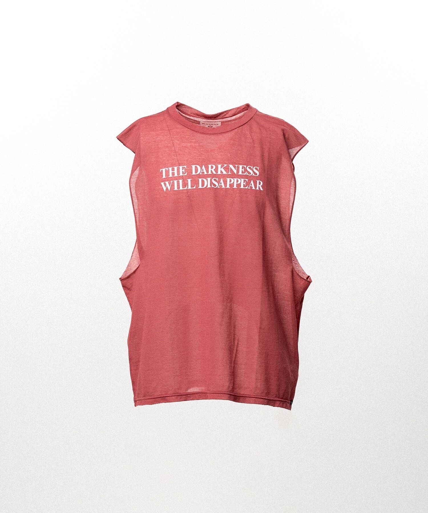KAMIYA Typography Print Sheer Jersey Sleeveless T-shirt