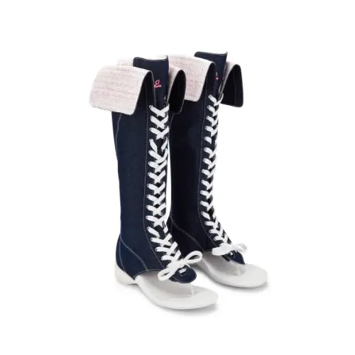 GRAPE Denim Print Boxing Boots