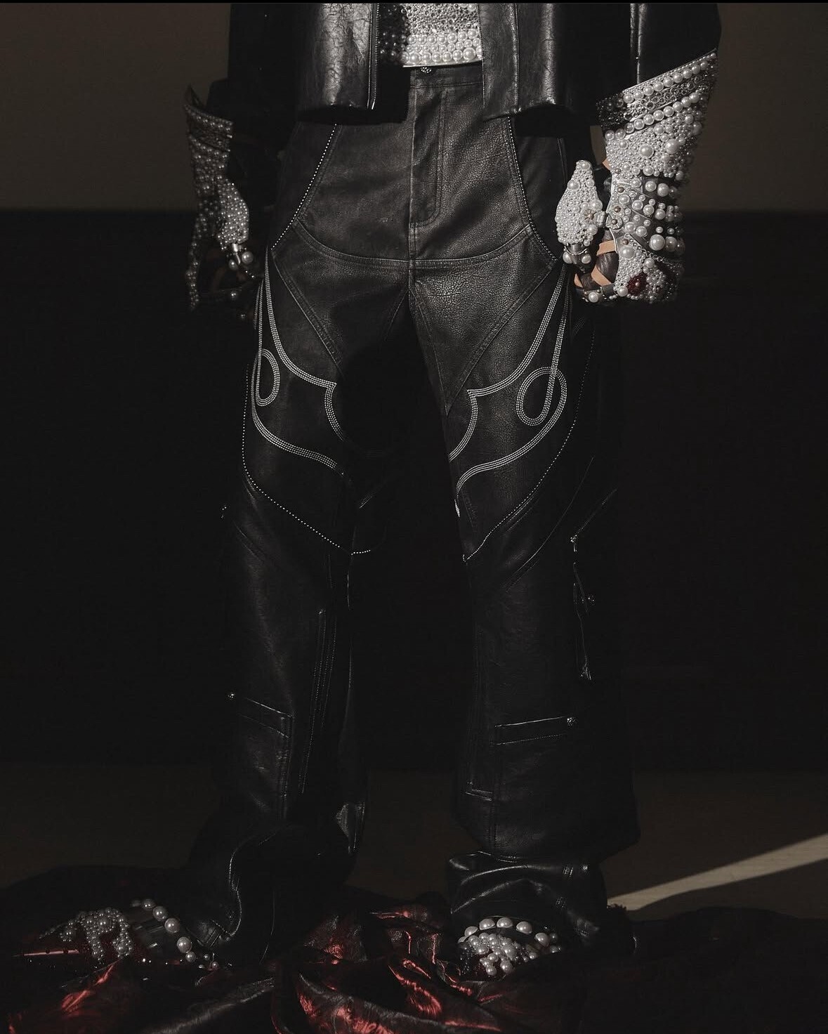GLACIERBOY Western Style Leather Pants