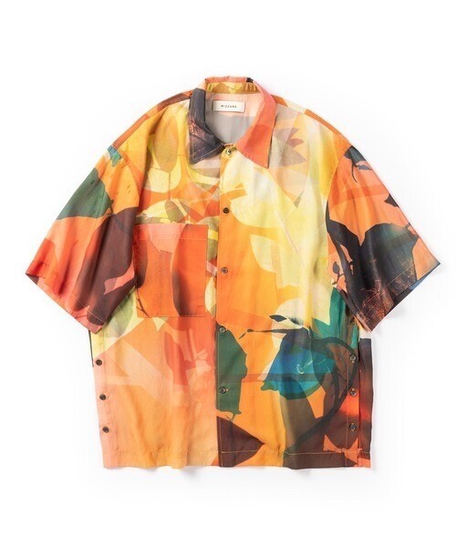 Wizzard PRINT SLIT SHIRT セットアップ総柄グラフィックプリントスリットシャツ