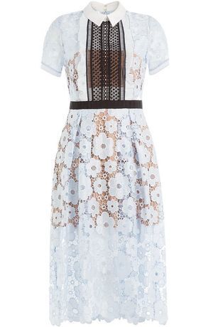 Self-Portrait Flower Garden’ Contrast Panel Guipure Lace Dress