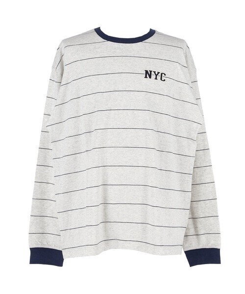 coca ボーダーワッペンロングTシャツ