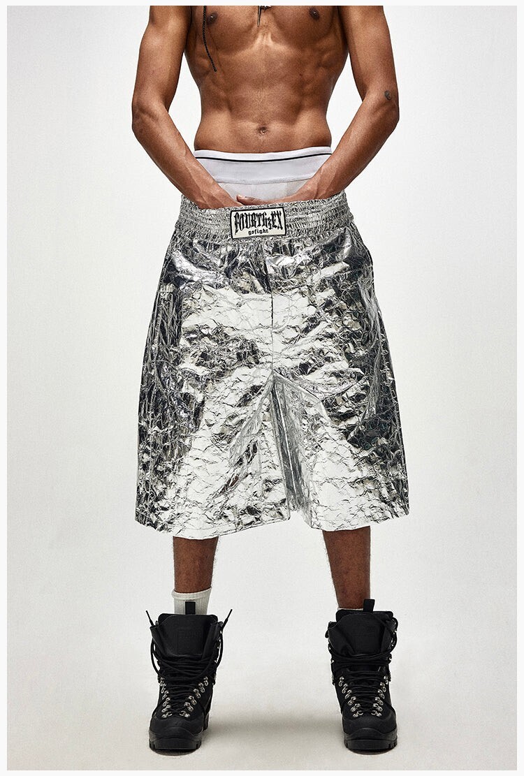 Fourth3ex Glossy mid-waist shorts