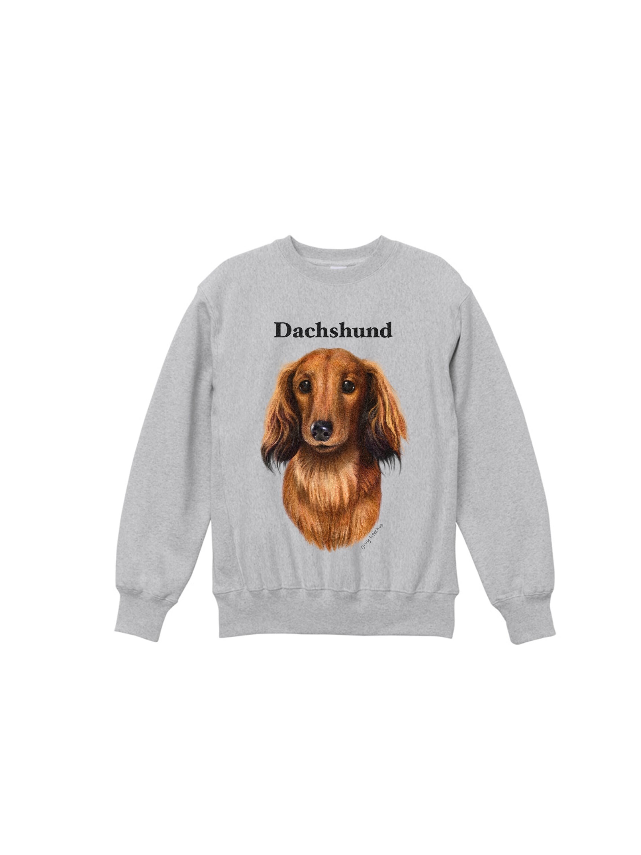 gray Dachshund①：gray original Dog face & breed printed Sweat