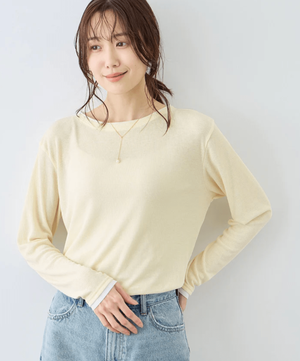 ROPE' PICNIC レイヤード風シアーロングスリーブTシャツ