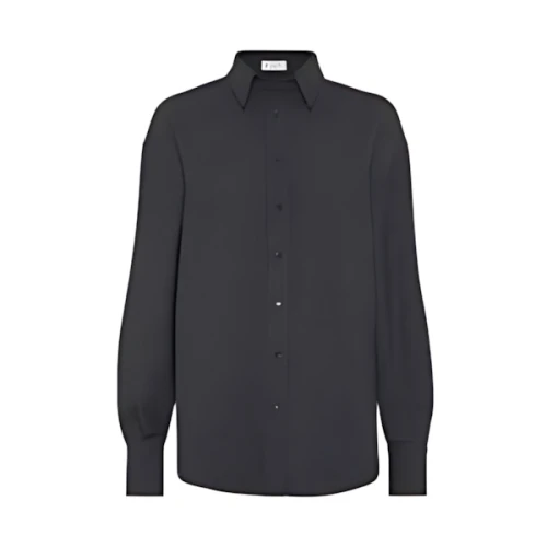 Brunello Cucinelli シャイニーカラーディテール付き トロピカルラグジュアリーウール シャツ