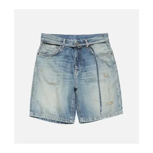 Acne Studios ベルト付きデニムショートパンツ, ミッドブルー, 2000x ベルト付きデニムショートパンツ