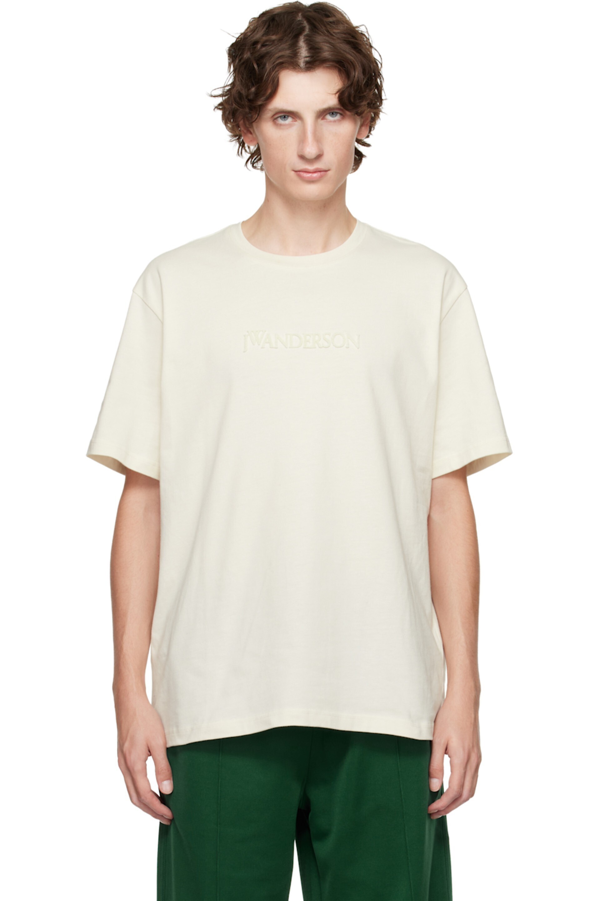 JW ANDERSON オフホワイト ロゴ刺繍 Tシャツ