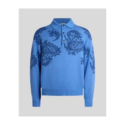 ETRO インレイ コットン ジャカード ポロセーター