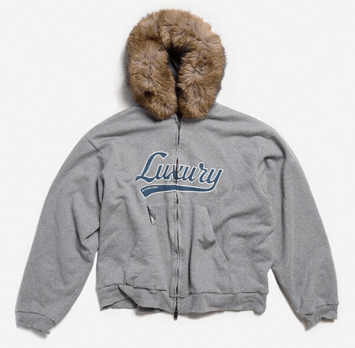 Balenciaga ダーク ヘザー グレー の メンズ Luxury Script オーバーサイズ ジップアップ Hoodie