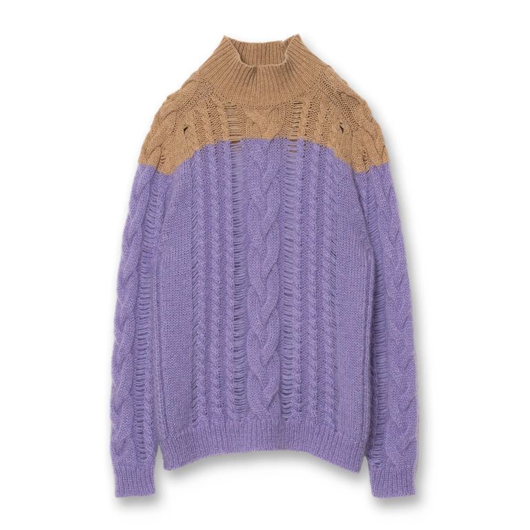 TAN Mohair Cable Sweater