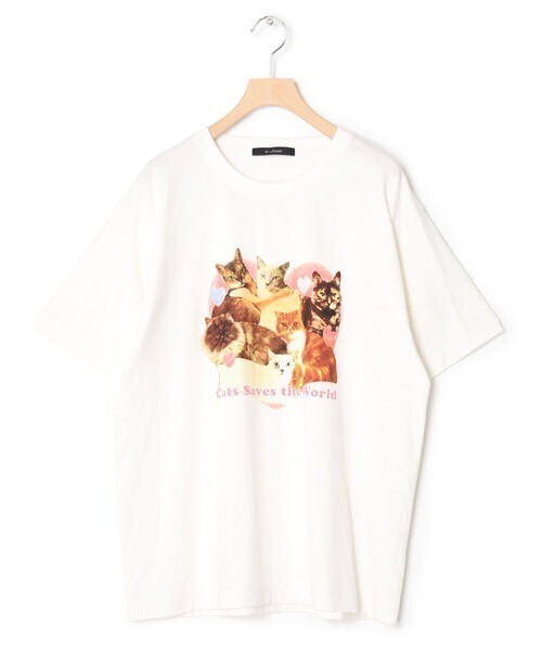 w closet ネコプリントTシャツ